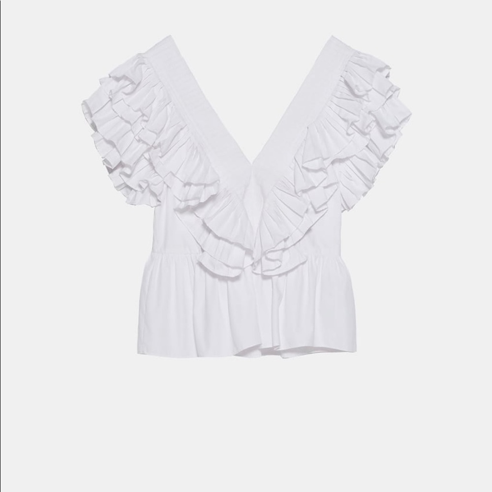Zara White ruffles Top